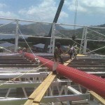 Standing Seam Panels Roll formed  on top of Hasley Crawford Stadium. There is no job to complicated or too difficult for us! 